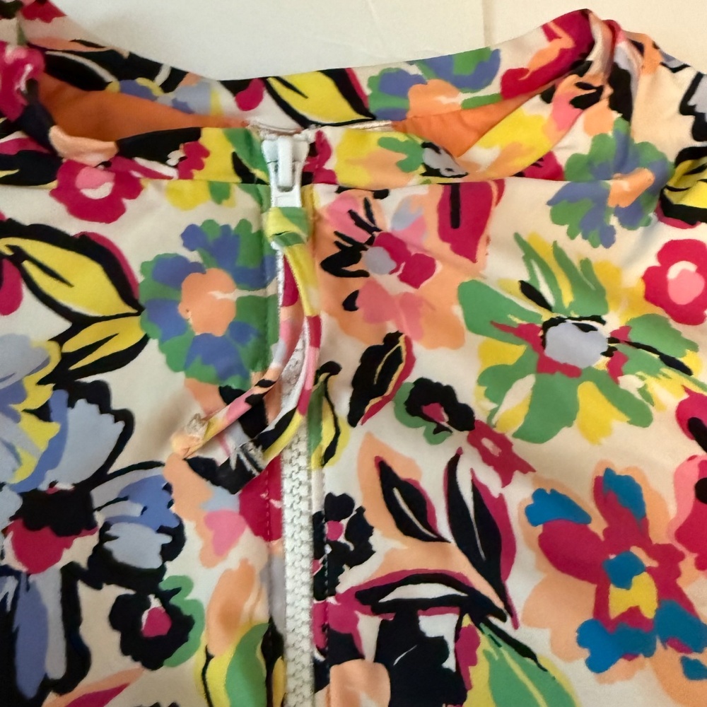 Anne Cole Sun Blossom Flutter Sleeve Zip Up One Piece Swimsuit Size 8 - Picture 3 of 14